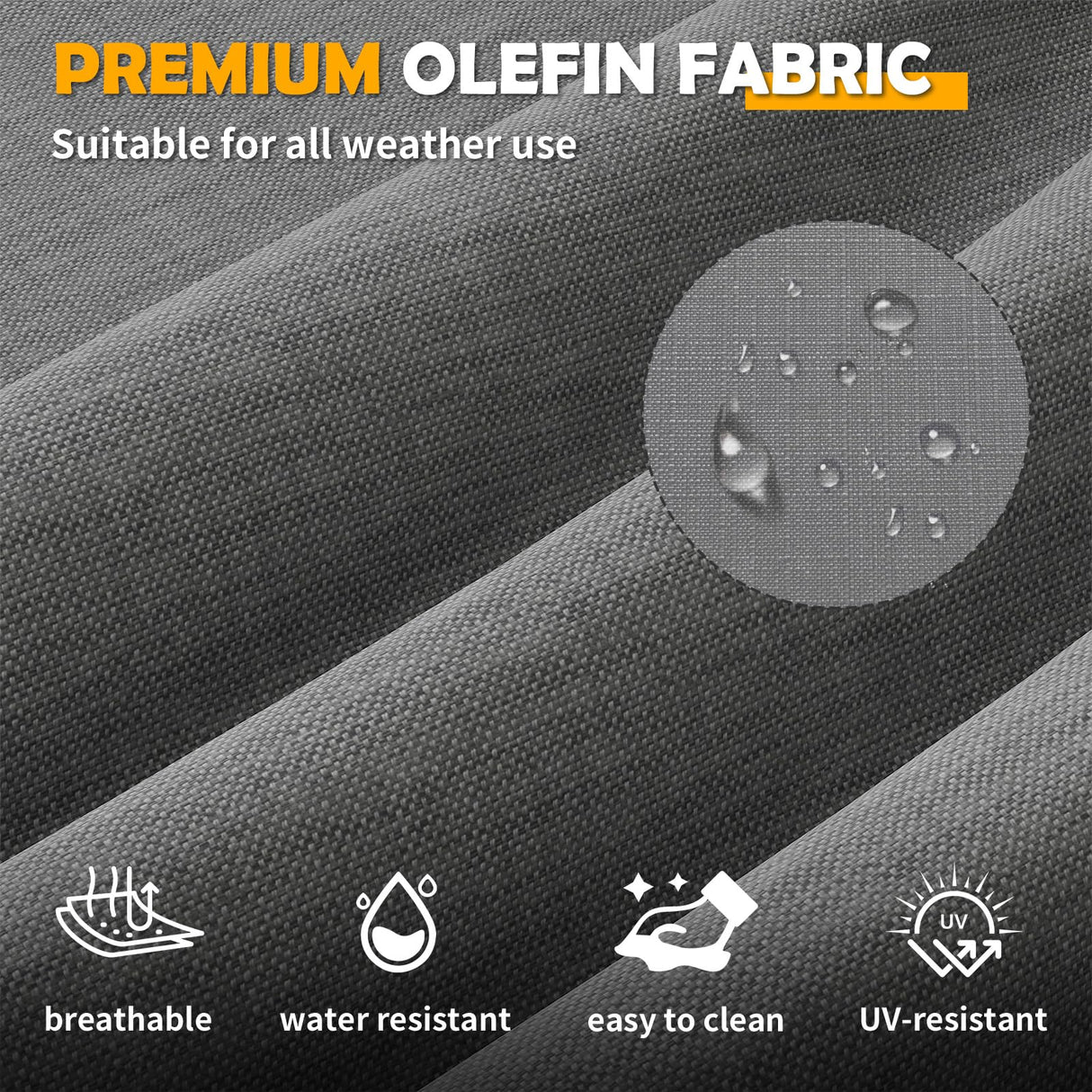 Amopatio Aluminum Patio Furniture Set, 8 Pieces Modern Metal Outdoor Furniture, Faux Wood Grain Finish Frame Patio Sofa Sets with 6" Cushion for Backyard, Dark Grey (Included Waterproof Covers) Amopatio