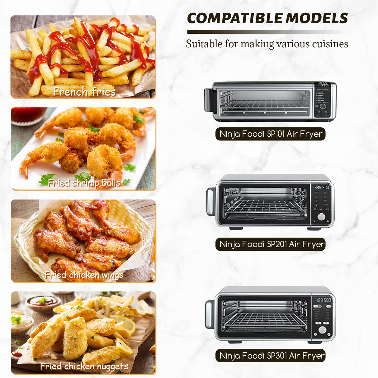 WMKGG 12 inch Air Fryer Parchment Paper Squares, 100 Sheets Unbleached Pre-Cut Baking Disposable Paper Liner for Ninja Foodi Flip SP101/SP201/SP301/SP351, Cuisinart Toaster Oven, Microwave WMKGG