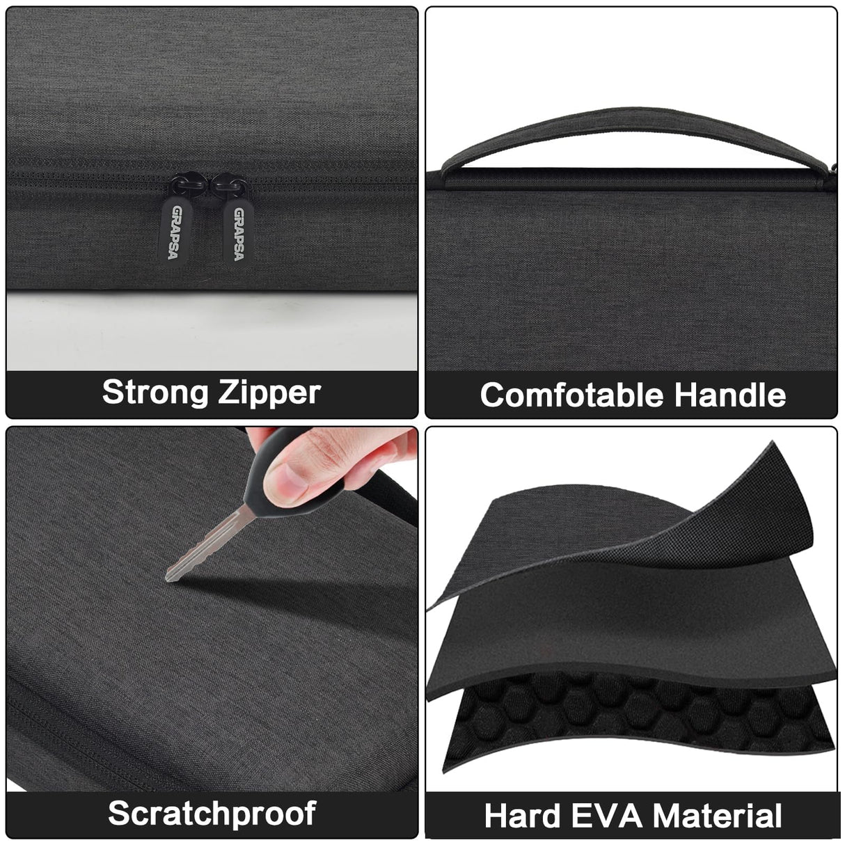 Travel Sunglass Organizer Case for Sojos/for Goodr/for Quay Polarized Sunglasses Men Women, Trendy glasses Storage Holder for Retro Oval/Rectangle Aviator Shady Rays Sun glasses (Bag Only), Black,L Grapsa