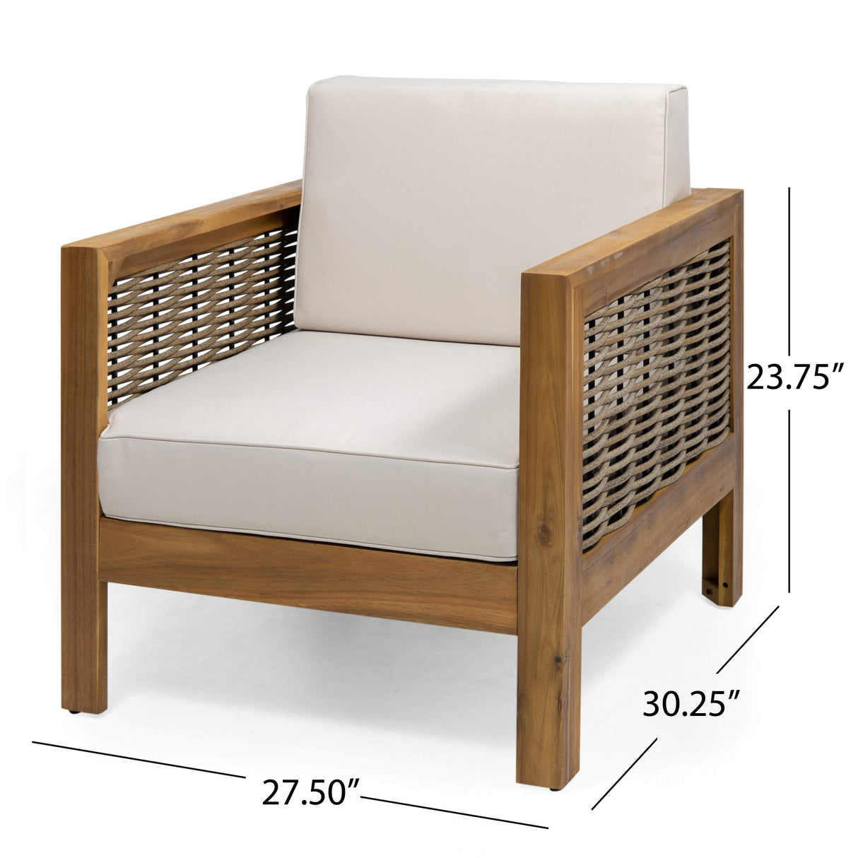 Christopher Knight Home Judith Outdoor Acacia Wood Club Chair with Wicker Accents (Set of 2), Teak Finish + Mixed Brown + Beige Christopher Knight Home