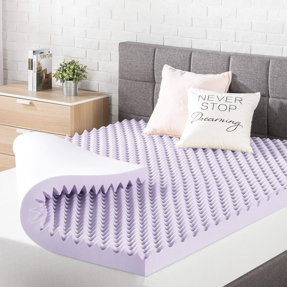 Best Price Mattress 3 Inch Egg Crate Memory Foam Mattress Topper with Soothing Lavender Infusion, CertiPUR-US Certified, Dorm Essentials, Queen Best Price Mattress