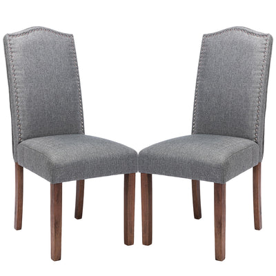Snugway Stylish Upholstered Parsons Nailhead Trim and Sturdy Solid Wood Legs Dining Chairs, Set of 2, Smoky Grey