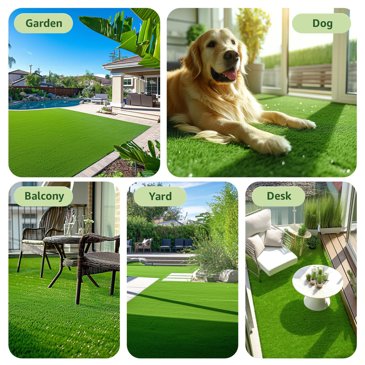 LOOBANI Synthetic Artificial Turf Roll, Artificial Grass for Dog Potty with Drainage Holes, Fake Grass Rug for Garden Landscape Balcony Patio Backyard Decoration (4 Feet x 6 Feet) LOOBANI