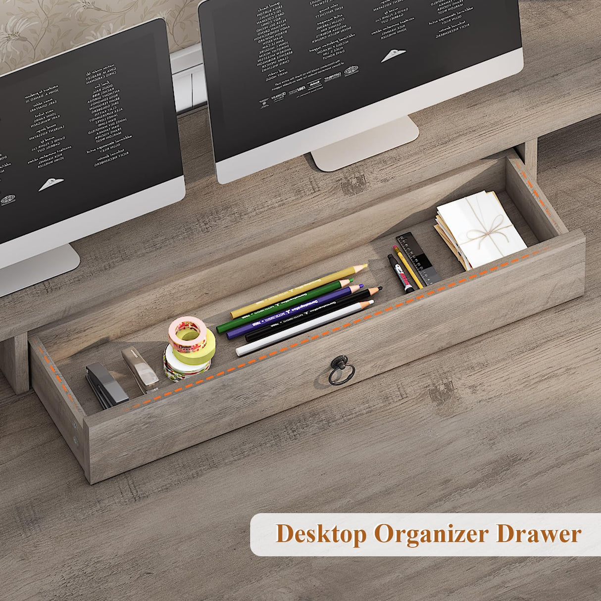 SEDETA Farmhouse 63" Executive Desk, Wood Computer Desk with Drawers and Storage Cabinet, Home Office Desk with File Drawer and Monitor Stand, Wood Desk for Work Study Writing, Grey SEDETA