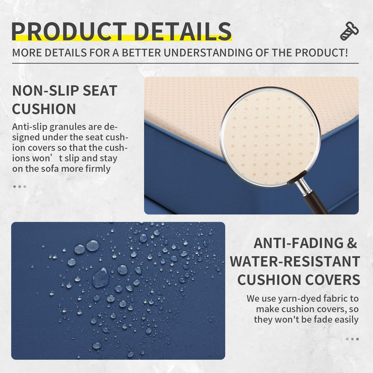 Lviden 6 Pieces Wicker Patio Furniture Sets Outdoor Conversation Set PE Rattan Sectional Sofa Couch with 45" Fire Pit Table and Royal Blue Cushions Lviden