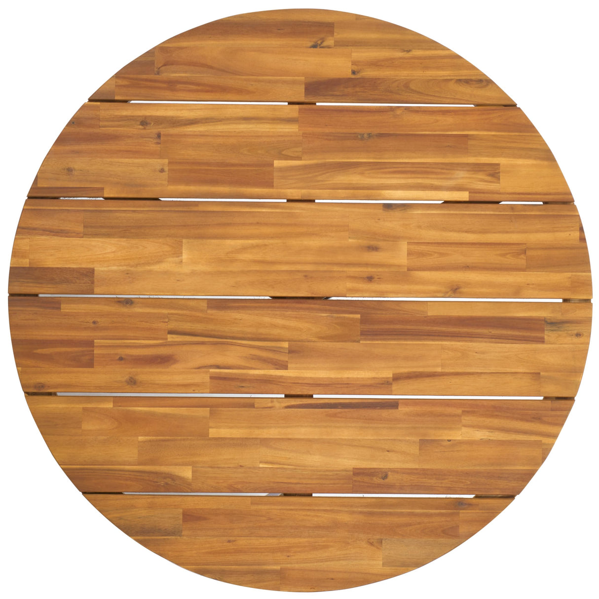 SAFAVIEH Outdoor Collection Leo Natural/Black Solid Wood Round Coffee Table SAFAVIEH