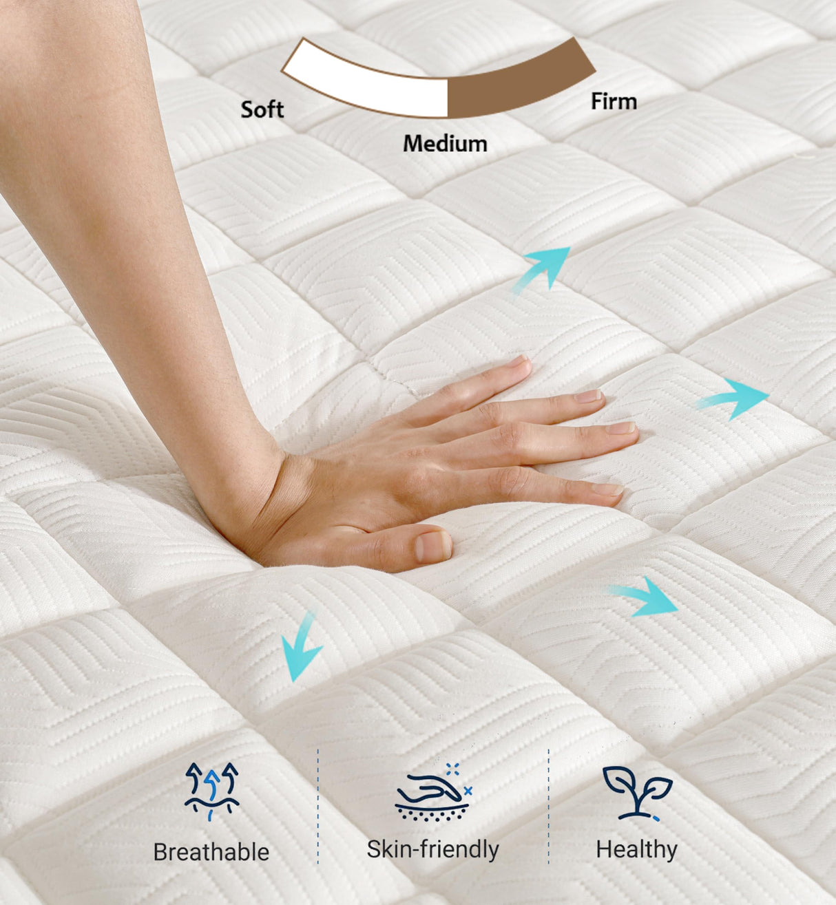 elitspace Queen Size Mattresses,Memory Foam Hybrid Mattress in a Box,10 inch Medium Firm Feel mattresses,Individual Pocket Spring and Supportive, Comfort for Sleep,Pressure Relief,Black & White. elitspace