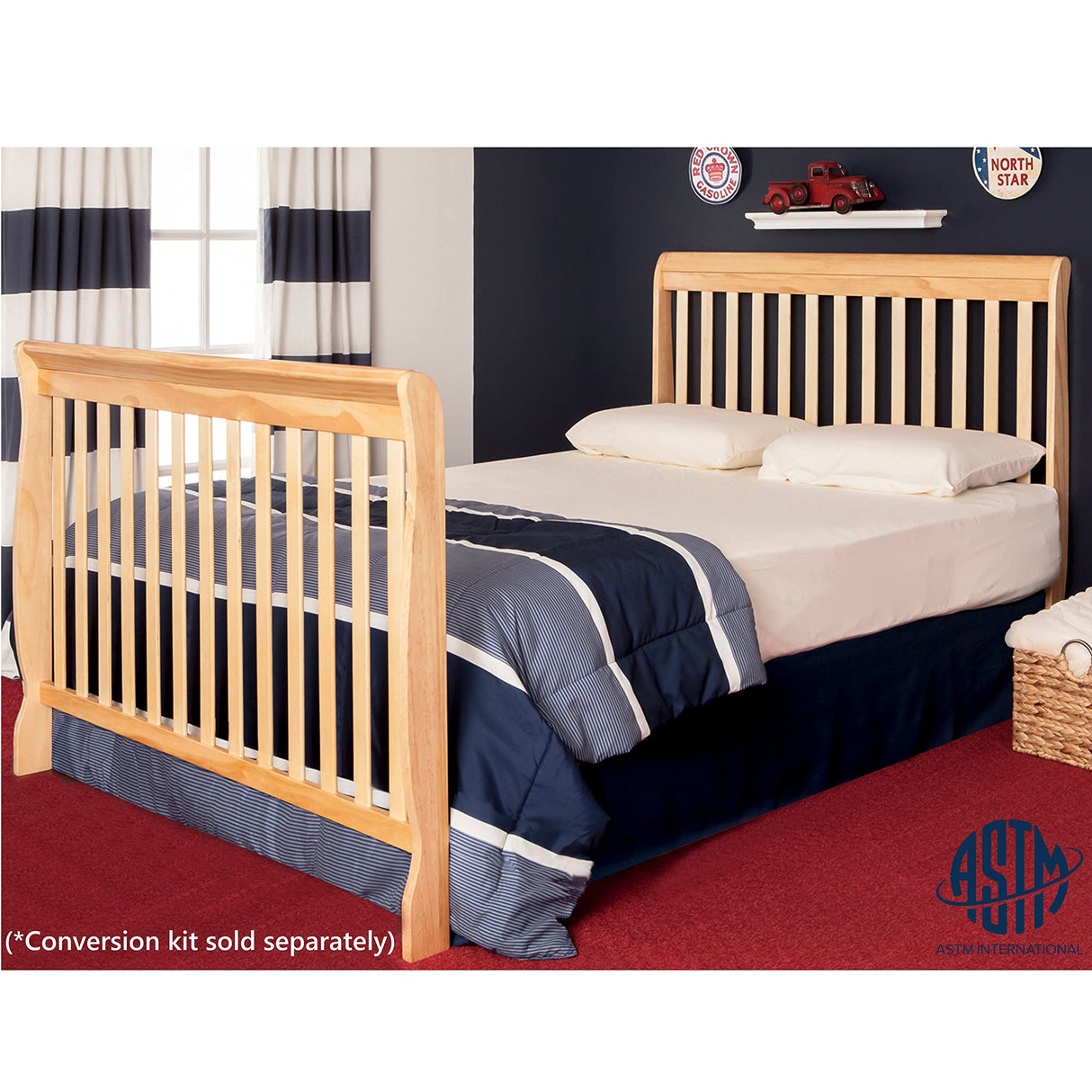 Dream On Me Ashton 4-In-1 Convertible Crib In Natural, Greenguard Gold, JPMA Certified, Non-Toxic Finishes, Features 4 Mattress Height Settings, Made Of Solid Pinewood Dream On Me