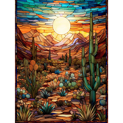 Arizona Desert Diamond Painting DIY 5D, Numbering Kit, Native America Crystal Rhinestone Diamond Painting Mountain Landscape Pictures Cacti Plants Artwork Home Decor Adults Gift(12''Wx 16''H)