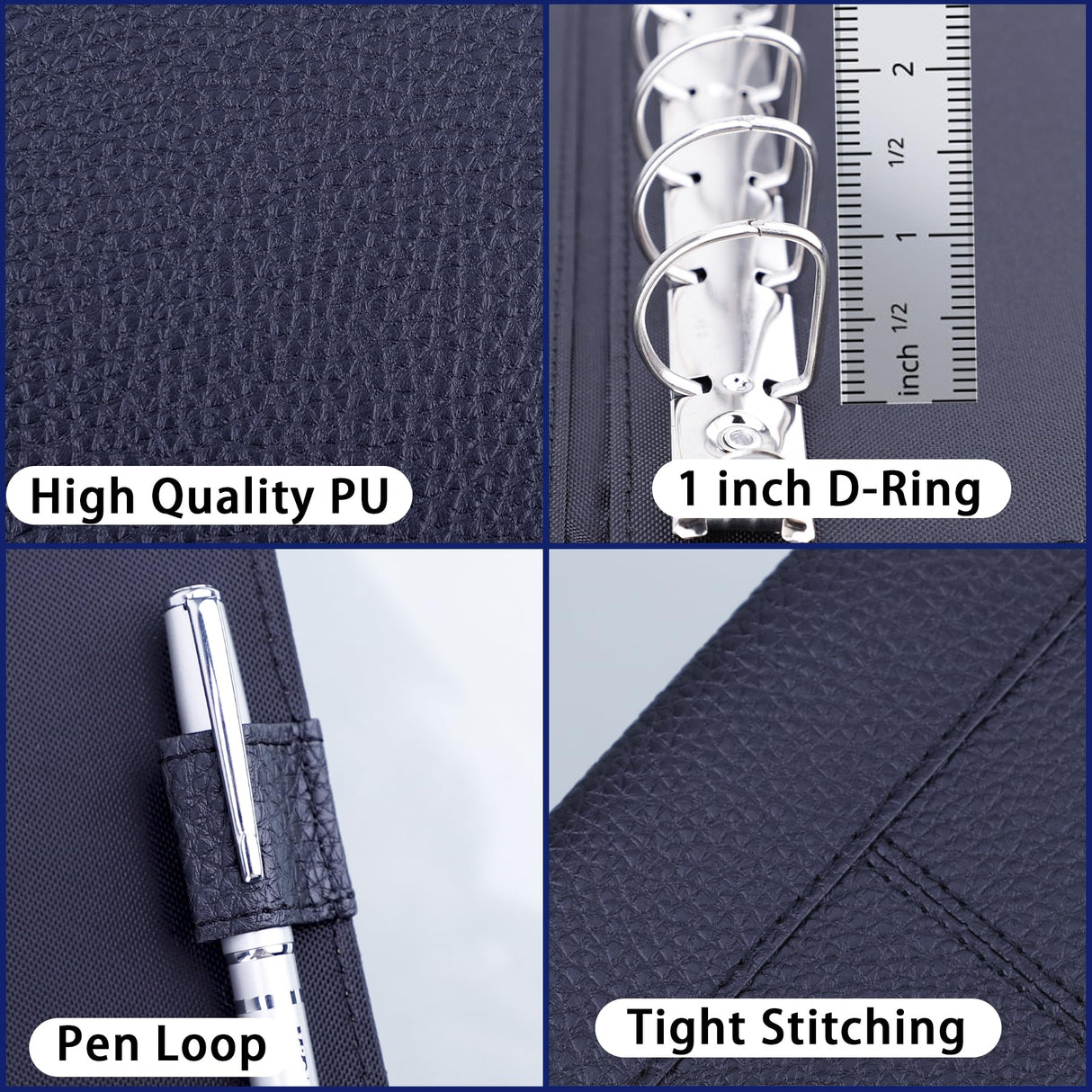 Antner 7 Ring Business Checkbook Binder for Business Checks, 600 Checks Capacity, PU Leather Check Binder with Zipper Pouch, Executive Check Book Binder Holder Portfolio for 9 x 13 Sheets, Black Antner