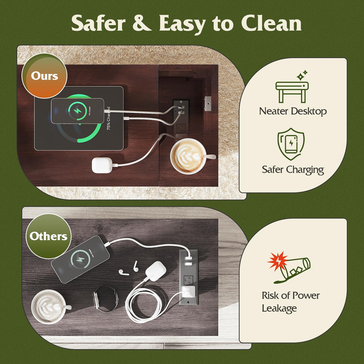 WLIVE End Table with Charging Station, Side Table with USB Ports and Outlets, Narrow Side Table for Small Spaces, Living Room, Couch, Nightstand with Storage, Espresso WLIVE