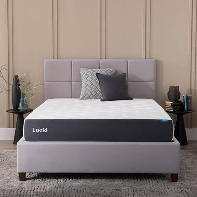 LUCID 10 Inch Memory Foam Mattress - Firm Feel - Infused with Bamboo Charcoal and Gel - Bed in a Box - Temperature Regulating - Pressure Relief - Breathable - California King Size