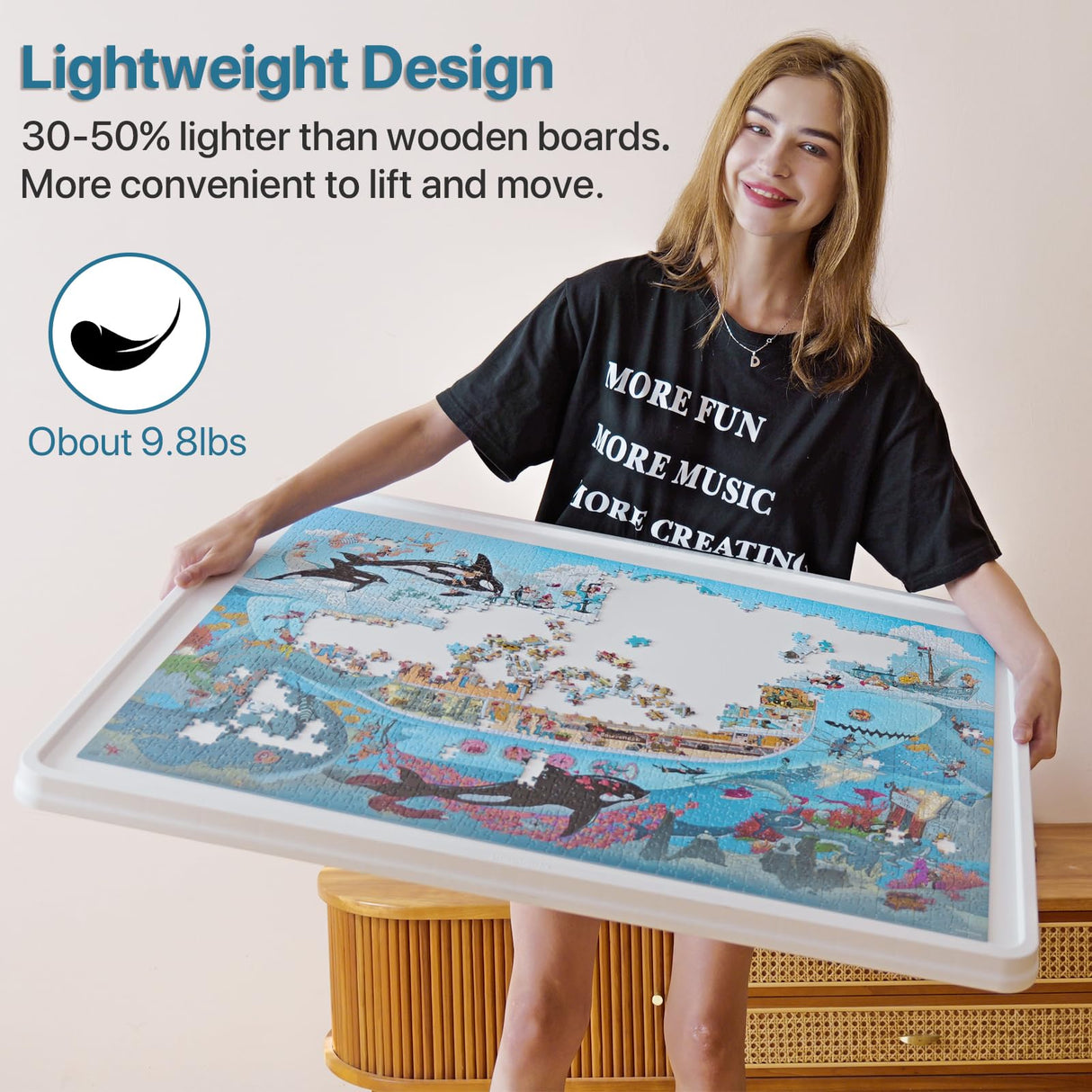 Playboda 1500 Pieces Rotating Plastic Puzzle Board with Drawers and Cover, 35"x27" Portable Jigsaw Puzzle Table for Adults, Lazy Susan Spinning Puzzle Boards (Patent Design) Playboda