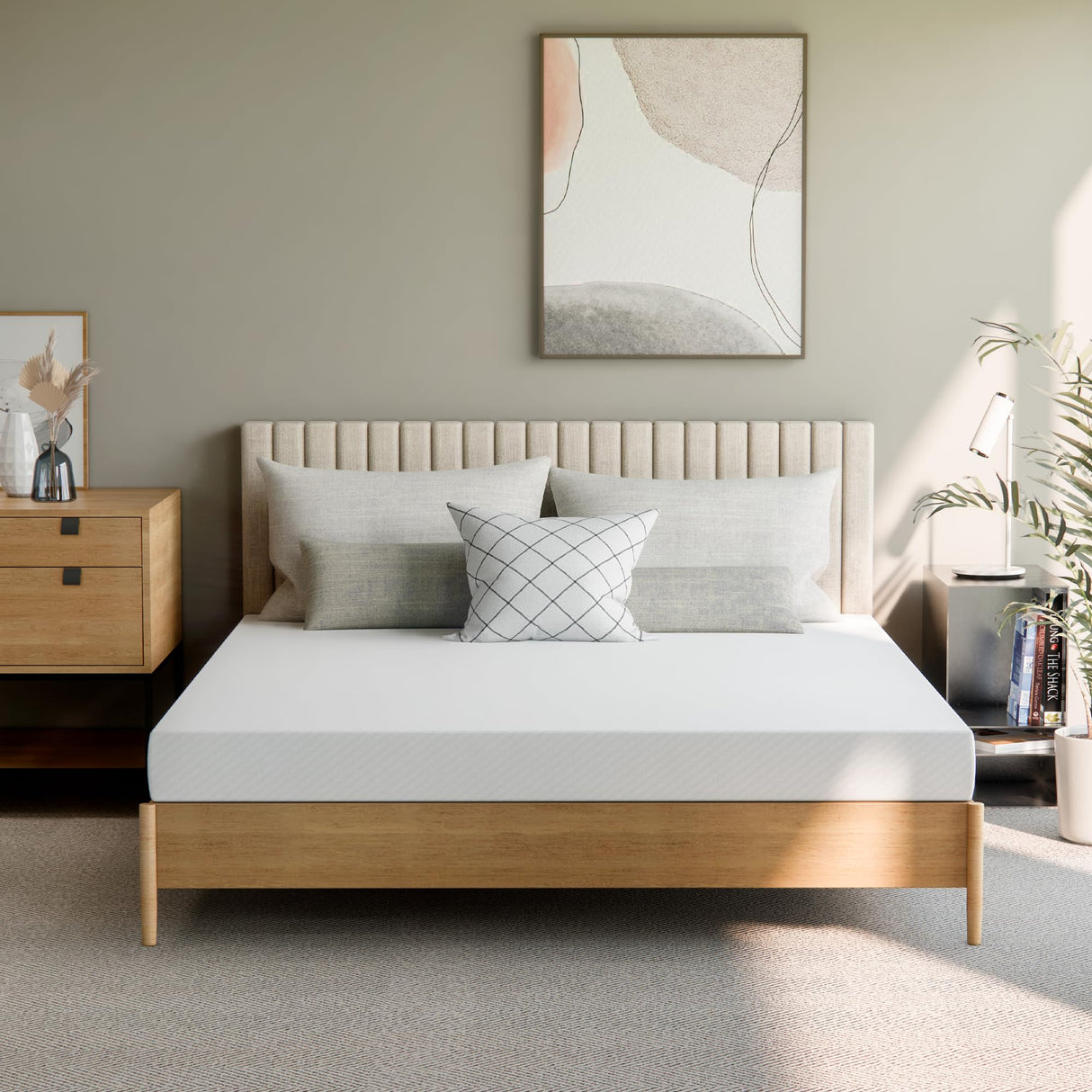 GAESTE 6 Inch Queen Cooling Memory Mattress Medium Firm CertiPUR-US Certified Pressure Relief & Cool Sleep Mattress-in-a-Box Comfort & Supportive Fiberglass Free (Queen, 6 in) GAESTE