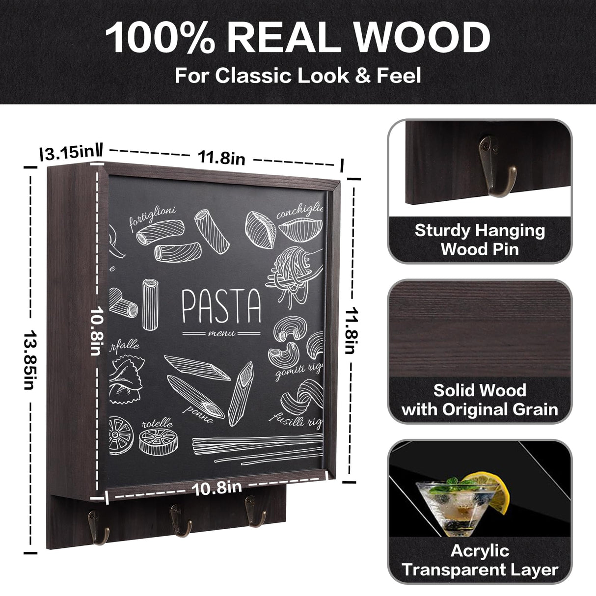 MOCAS Hidden Gun Storage, Hidden Wall Gun Safe Pistol Rack Shelf with 3 Hooks for Secret Decor Concealment Furniture, Art Storage Cabinet Wooden Storage Shelves Indoor Picture Frame(Black) MOCAS