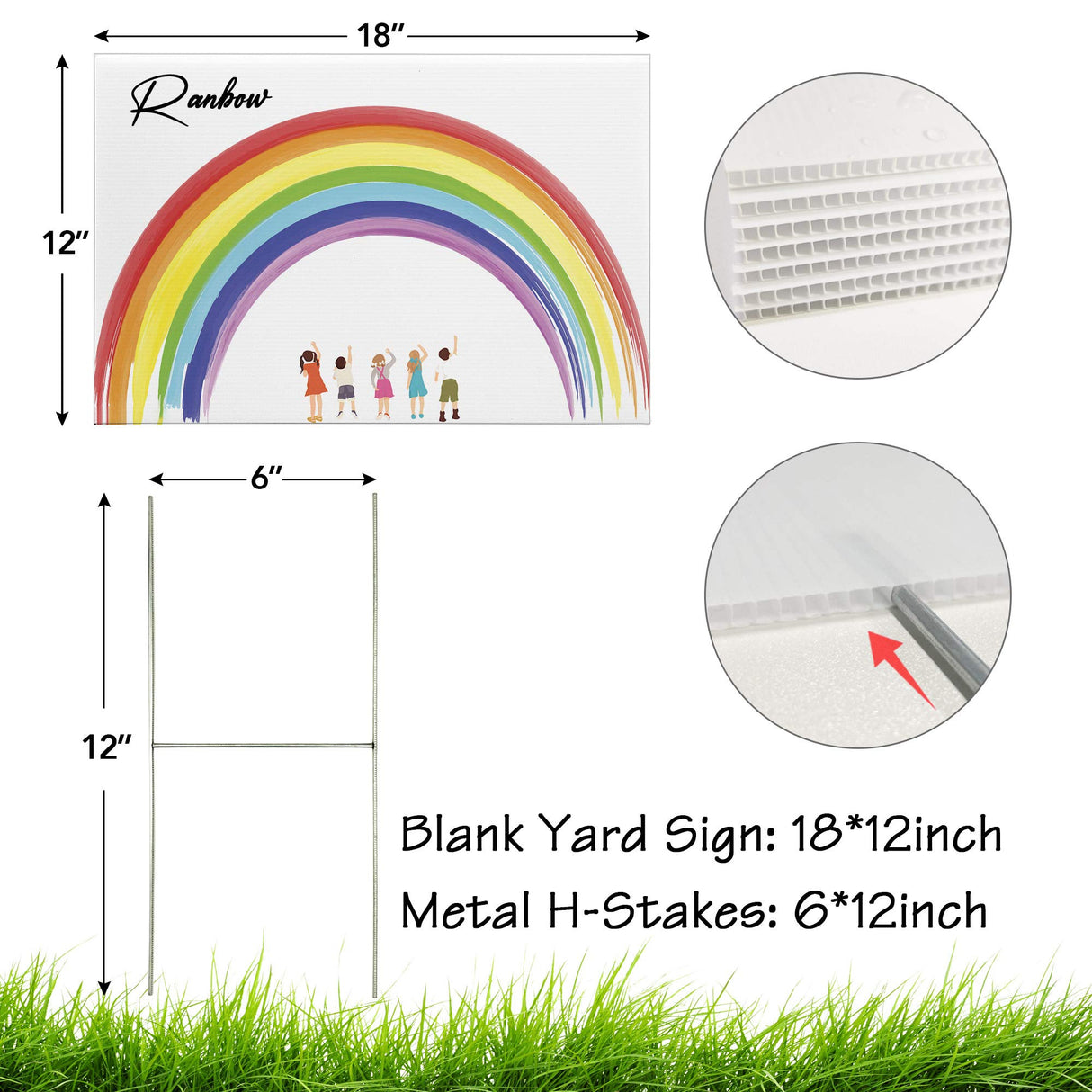 Blank Yard Signs with Stakes, 4 Pack 18 x 12 Inches White Plastic Yard Lawn Sign for Happy Birthday,Garage Sale Signs, Rent, Guidepost Decorations, Blank Lawn Signs with Stakes LARREEDE