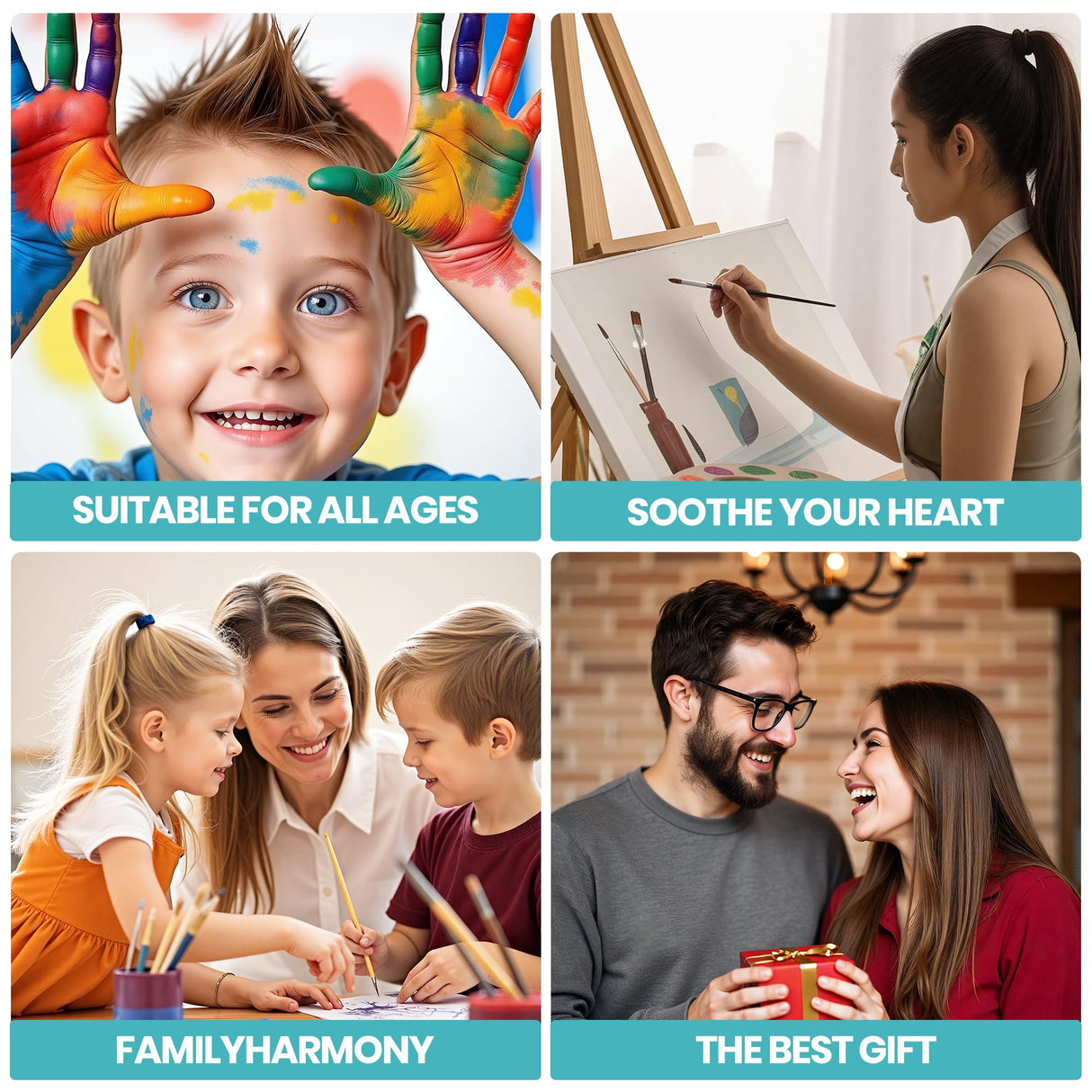 lamplig 4 Pack Paint by Numbers Kit for Kids Ages 8-12, Easy Paint by Number Kit Canvas for Kids, Sea Ocean Painting by Numbers for Adult Beginners, Small Paint by Numbers for Boys Girls Birthday Gift lamplig