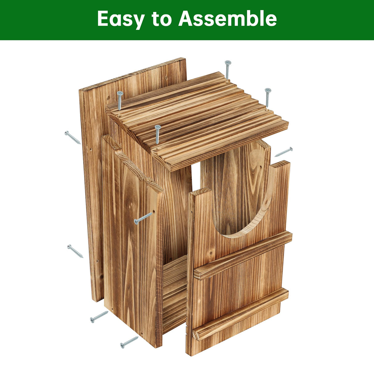 UUMENHA Owl House,Carbonized Cedar Large Owl Bird Box with Shavings,Owl Boxes for Outside 14.5×9×7.5 inches,Owl Nesting Box for Wildlife Lovers,Easy Assembly Required UUMENHA