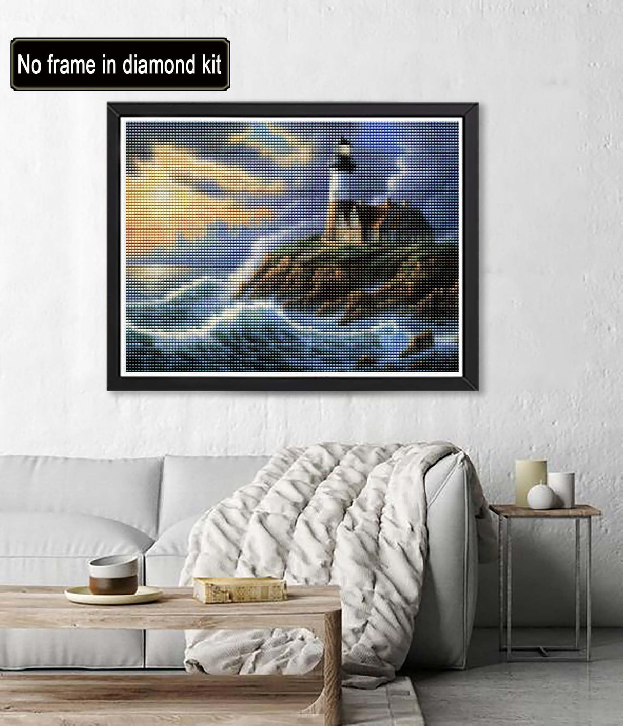 Diymood Painting5D Diamond Painting Landscape Sea View Room, Paint with Diamonds DIY Diamond Art Sunlight Ocean, Diymood painting by Number Kits Full Drill Rhinestone for Home Wall Decor 12x16inch Diymood