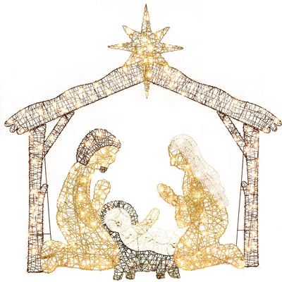 6Ft Lighted Outdoor Nativity Scene - Christmas Holy Family Yard Decoration with 165 LED Lights, Stakes, Extension Cord - Perfect for Outdoor Outside Celebration