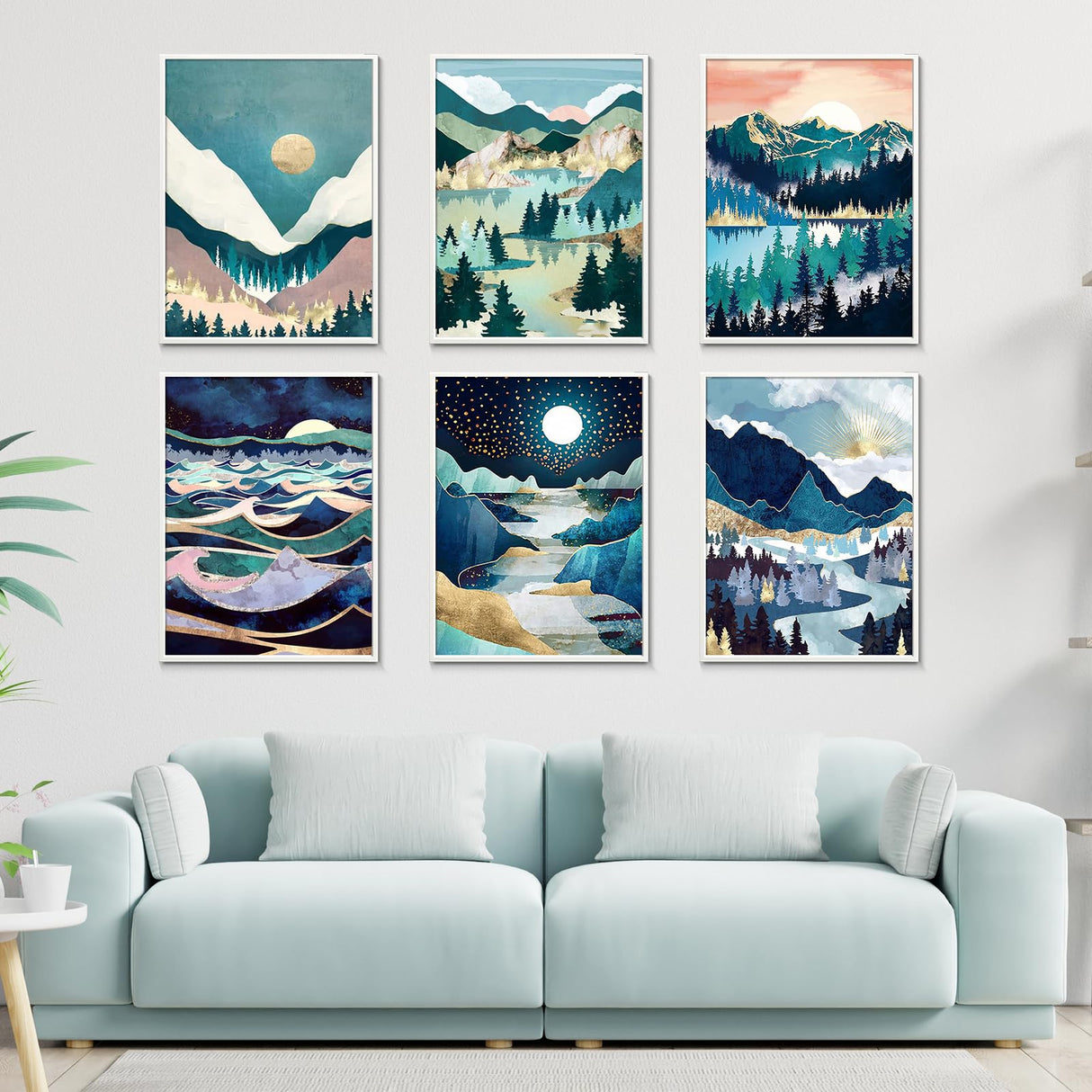 Binyuellr 6 Pack Diamond Art Kits for Adults,DIY 5D Full Drill Landscape Diamond Art Paintings, Diamond Painting Kit Gem Painting by Number Kits for Beginners, Home Wall Decor Gift 11.8×15.7inch Binyuellr