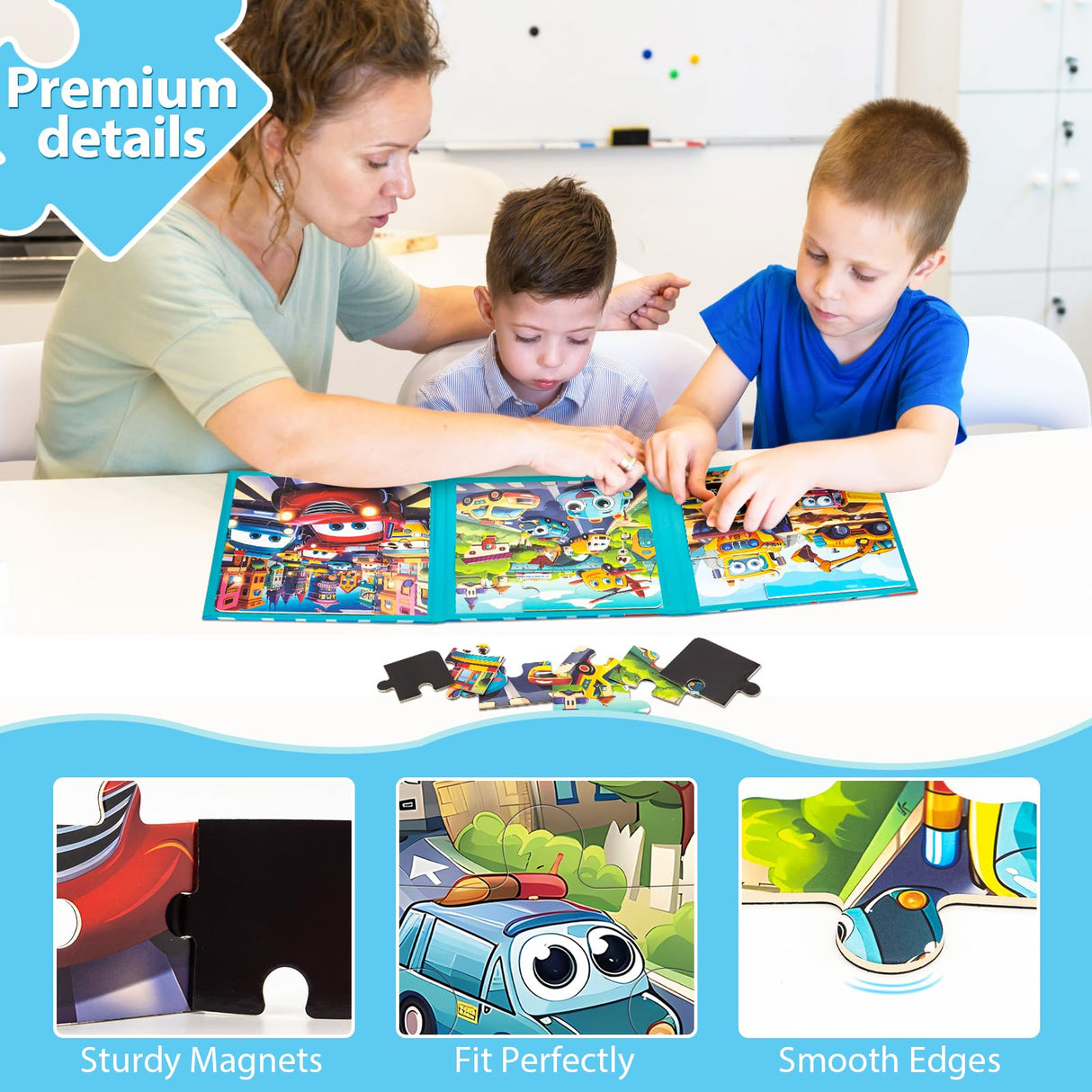 Magnetic Puzzles for Toddlers 3-5, 9-12-16 Pieces Car Puzzles for Kids Ages 4-6 Kids Puzzles Educational Learning Magnet Travel Puzzles Road Trip Activities Toys for 2 3 4 5 6 Year Old Boys and Girls Jeacirio