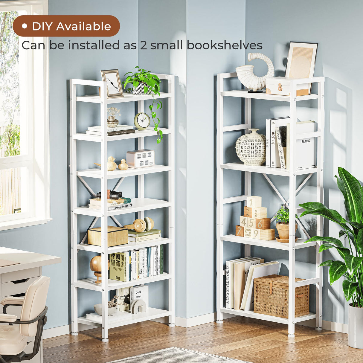 SUPERJARE Triple 4 Tier Bookshelf, Bookcase with 11 Open Display Shelves, Wide Book Shelf Book Case for Home & Office, White SUPERJARE