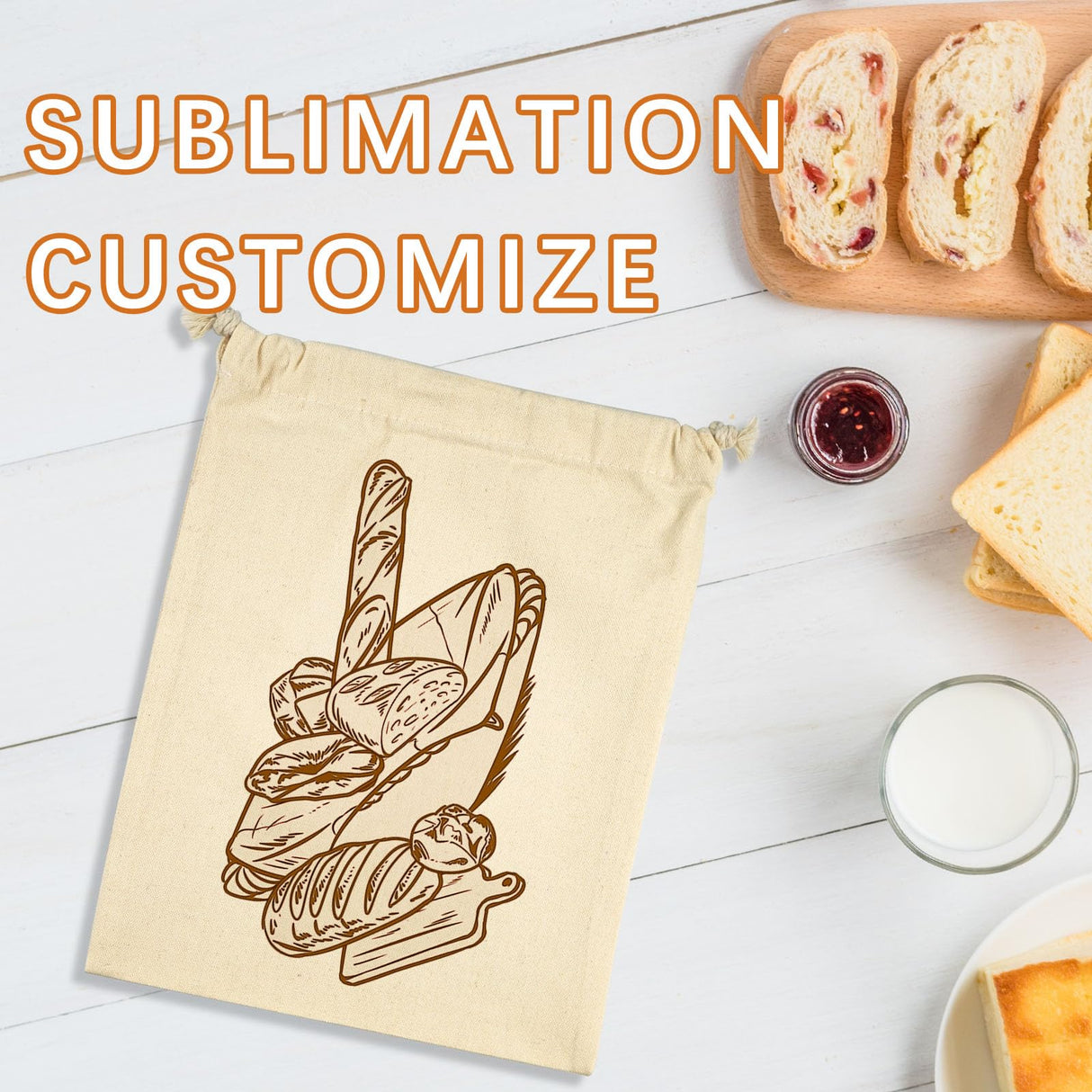 10PCS Sublimation blank drawstring bag Reusable canvas Heat Press DIY crafts Party Wedding Christmas storage Home party art supplies OKBA