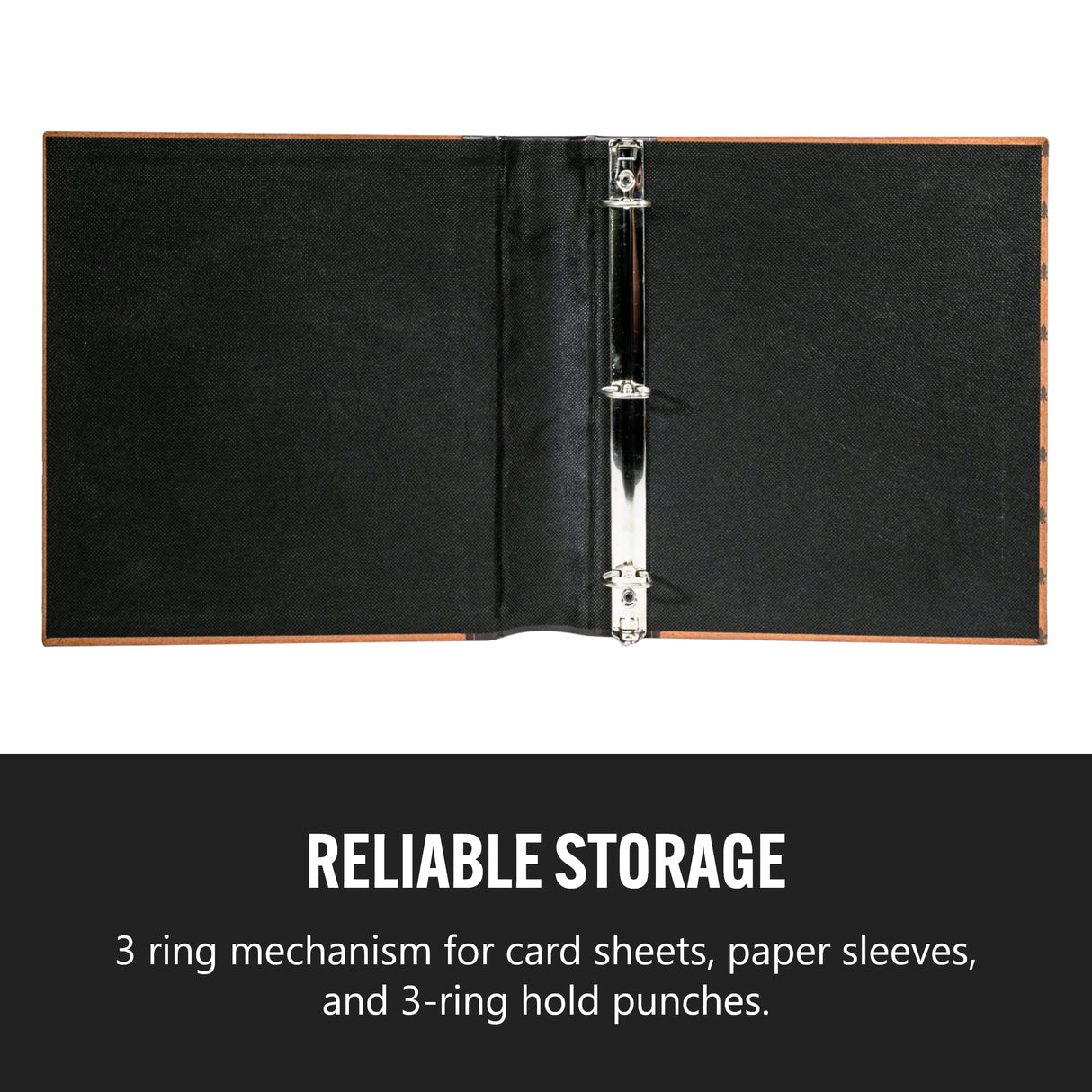 Bellagio-Italia 3-Ring 1" D Ring Binder, Tuscanny Faux Leather - for Documents, File Storage, and Trading Cards, Stores up to 250 Pages, Chestnut Bellagio-Italia