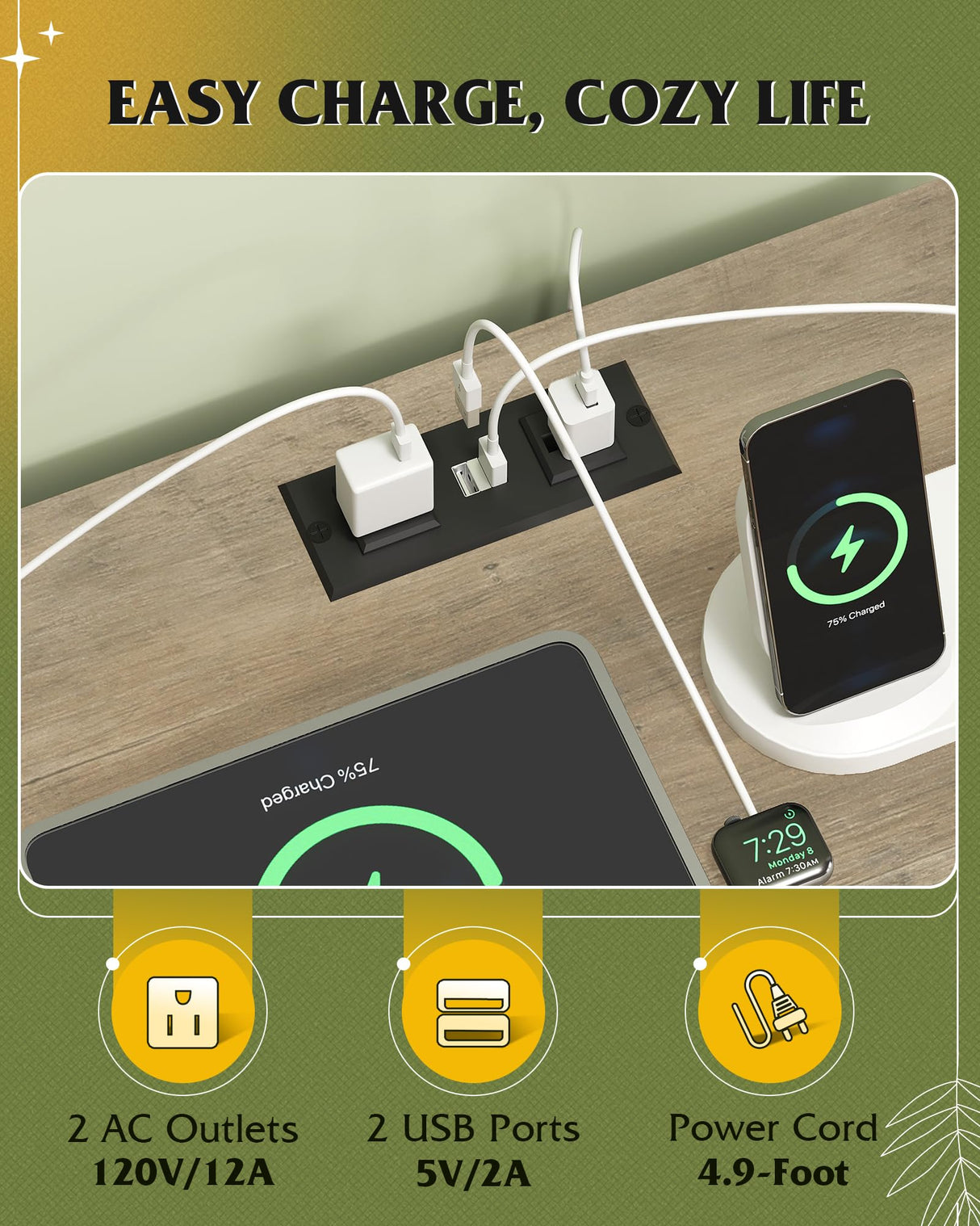 WLIVE Night Stand Set of 2 with Charging Station, Nightstands with Wood Drawers and Open Shelf, Bed Side Tables Living Room, Bedroom, Modern End Table Set 2, Greige WLIVE