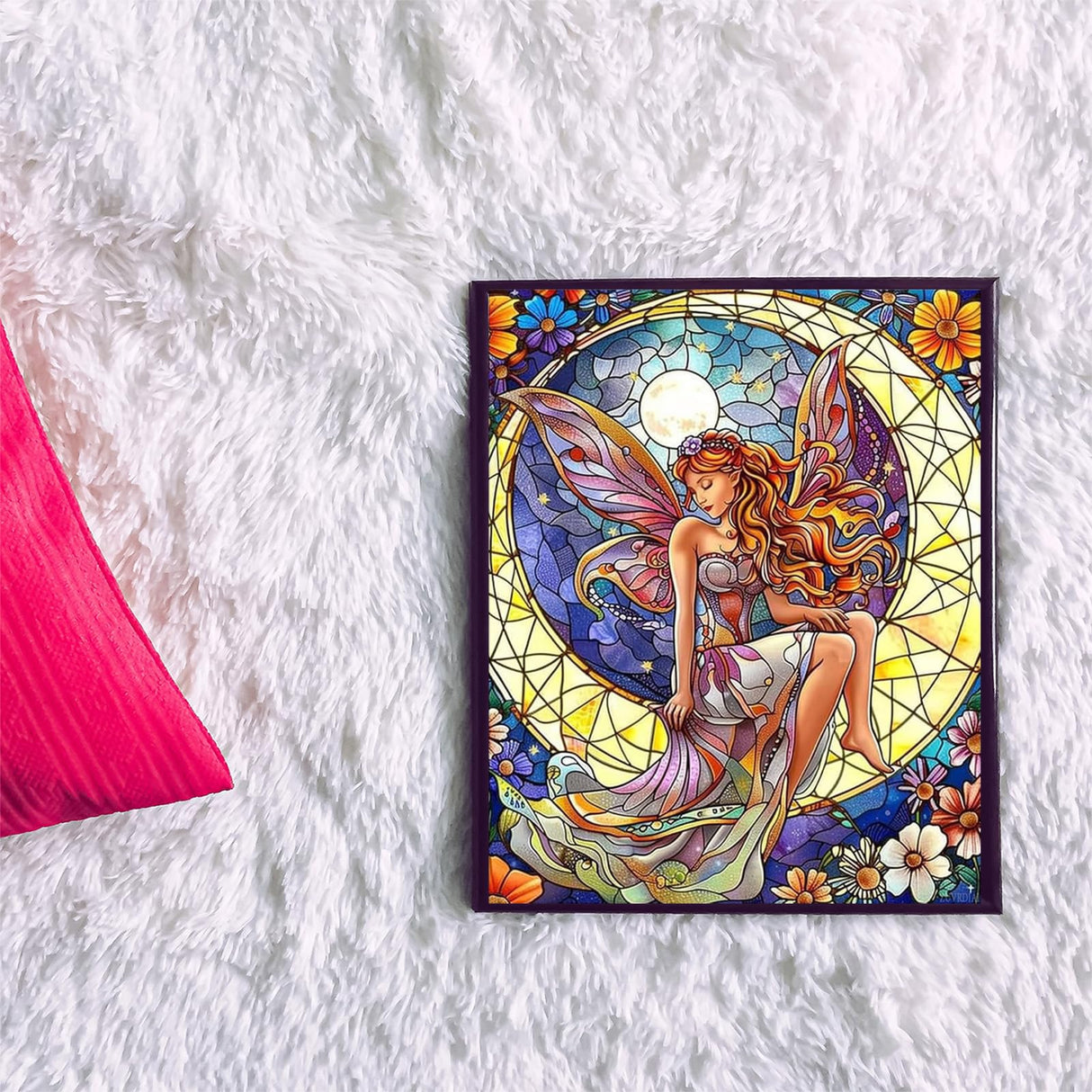 ZUVRDIAI Stained Glass Moon Woman Art Paint by Numbers Kits 16x20 Inch Canvas Moon Fairy Crescent Flowers Stars DIY Oil Painting for Adults Beginner with Brushes Acrylic Paints Drawings(No Frame) ZUVRDIAI