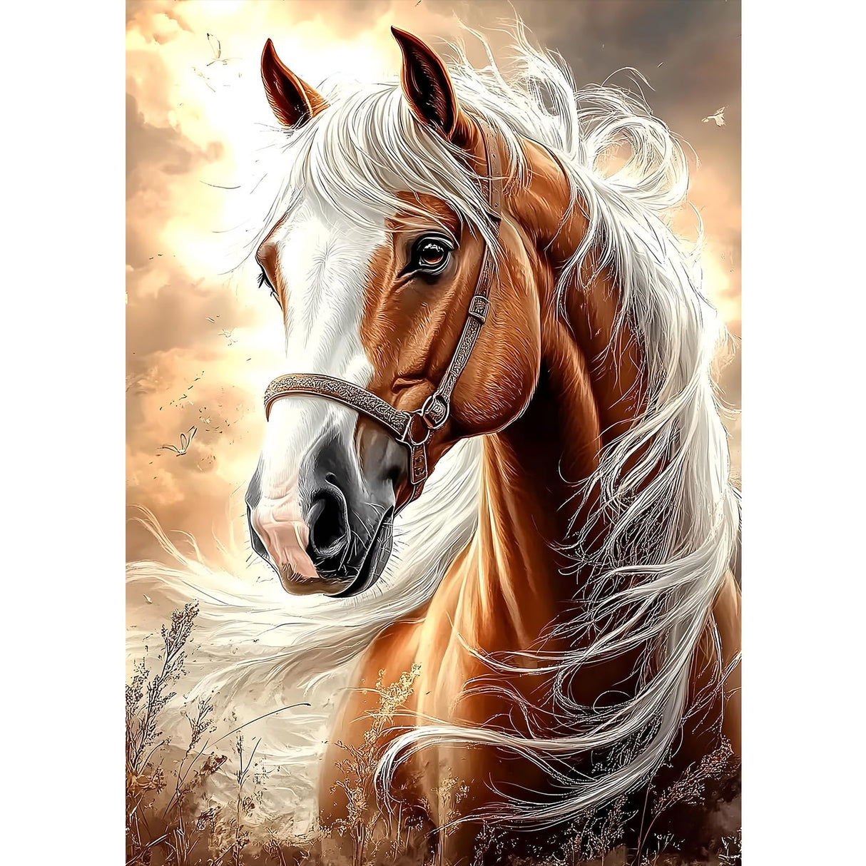 MXJSUA DIY 5D Diamond Painting Kits for Adults, Horse Diamond Art Painting Full Drill Crystal Rhinestone Embroidery Craft Kits for Home Wall Decor Gifts, 12x16inch MXJSUA