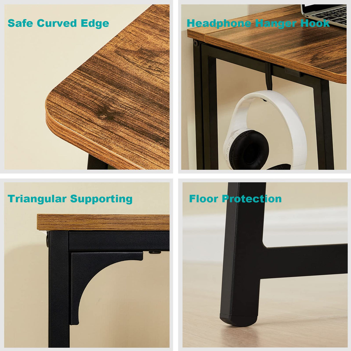 WOHOMO Folding Desk, Small Writing Desk 39.4", Space-Saving Foldable Laptop Table Writing Workstation for Home Office, Easy Assembly, Rustic Walnut WOHOMO