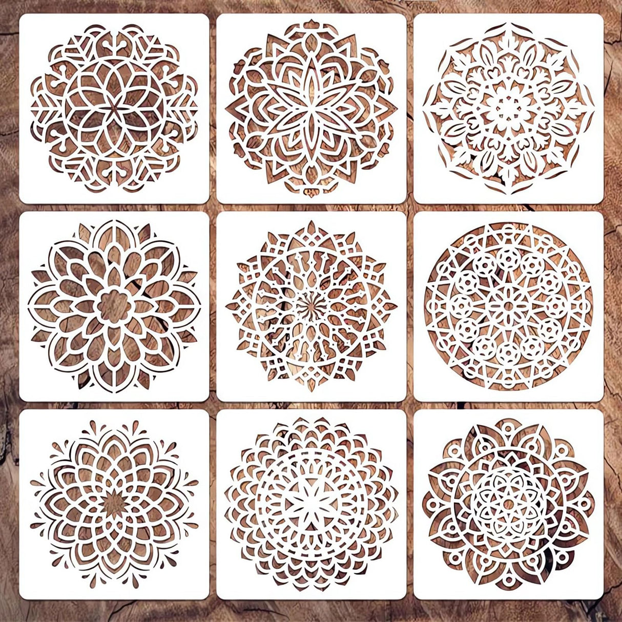 Mandala Stencils for Painting & Crafts - Small Rangoli Stencils for Wood, Wall, Furniture & Fabric - Great for DIY Projects & Home Decor (4 inch) Felixcraft