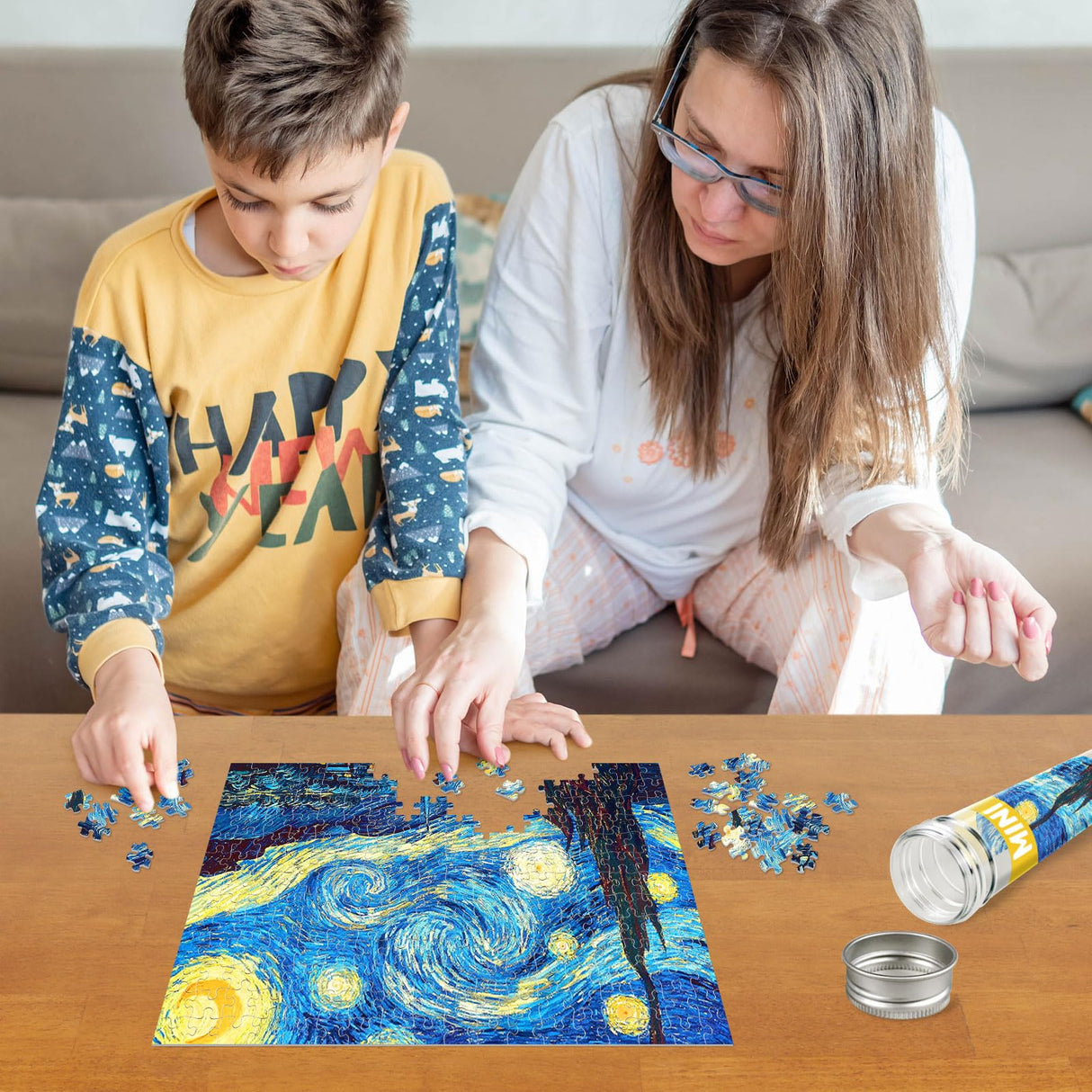 150 Pieces Mini Jigsaw Puzzles for Adults & Kids, 6" x 4" Small Jigsaw Puzzles Capsule Tube Jigsaw Puzzles Intelligent Game, Starry Night Mona Lisa Sunflower 3 Pack LOSFPVR