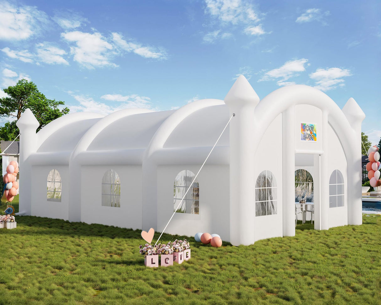 Albott 40x23x15 FT Commercial Inflatable Wedding Tent, 210D Oxford Fabric Portable Heavy Duty Party Tent with 2 Roll-Up Doors & 8 Sand Bags, Gazebo Event House for Wedding Birthday Backyard Party Albott