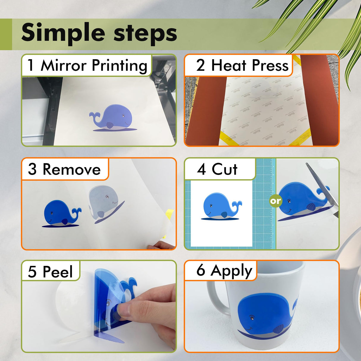 KOALA Sublimation Sticker Paper 100% Transparent Waterproof Vinyl 8.5x11 inch 25 Sheets, Quick Dry Vivid Colors Holds Ink well KOALA PAPER