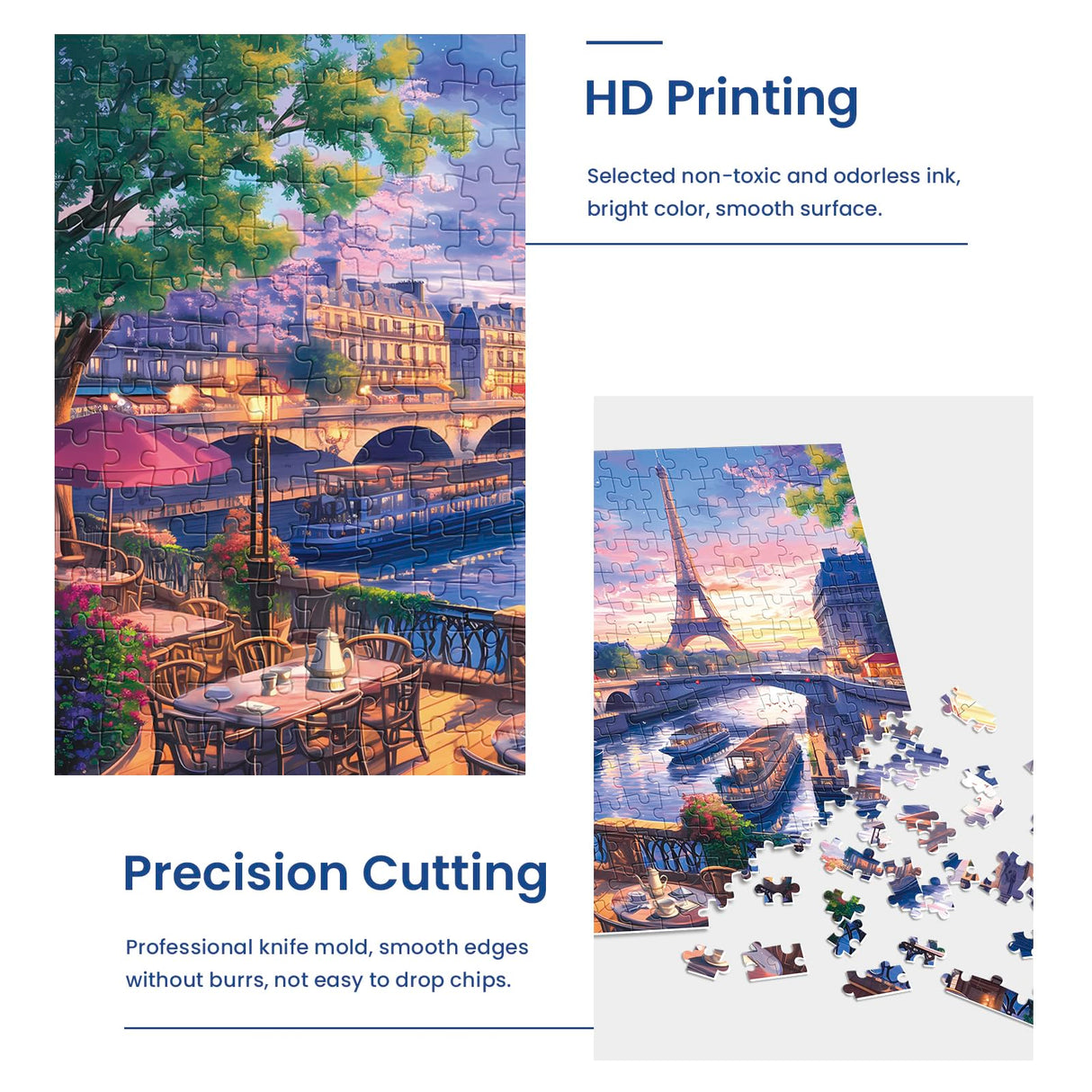 300 Piece Puzzle for Adults-Blooming Paris | Recycled Cardboar Jigsaw Puzzles 300 Pieces | Challenging Family Activity Great Gift Idea for Family Friends | Difficult Puzzles Size 20.5X 15 inches Edsjegn