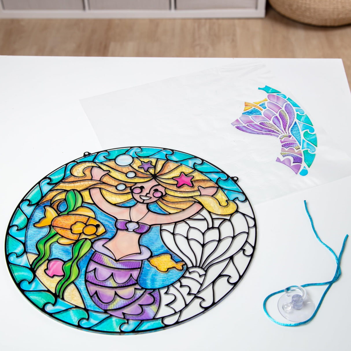 Melissa & Doug Stained Glass Made Easy Activity Kit: Mermaids - 140+ Stickers Kids Sticker Stained Glass Craft Kit; Mermaid Crafts for Kids Ages 5+ Melissa & Doug