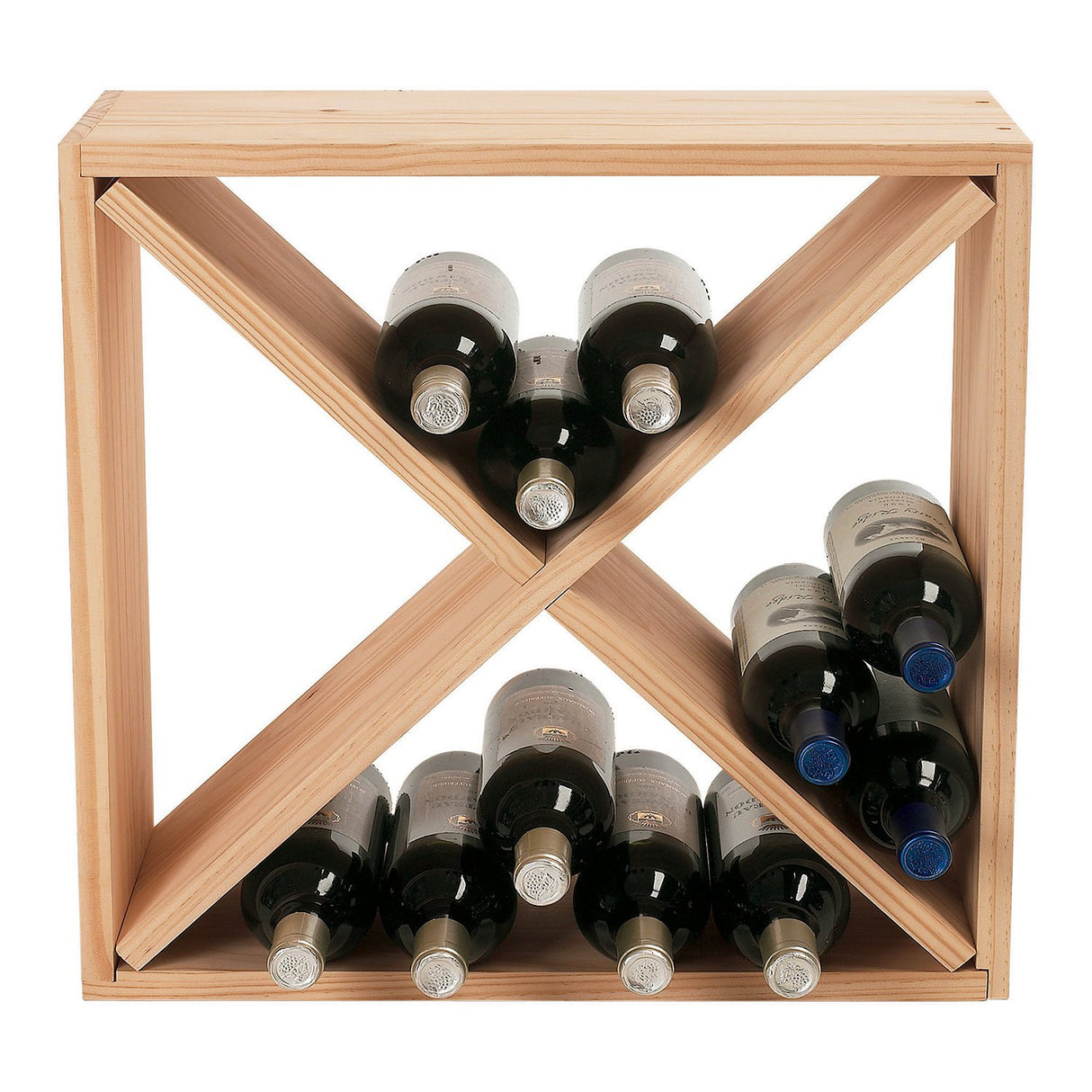 Wine Enthusiast 24 Bottle Wine Rack - Compact Cellar Cube Bottle Storage & Display, Durable Smooth Wood – Natural (29x20x20") Wine Enthusiast