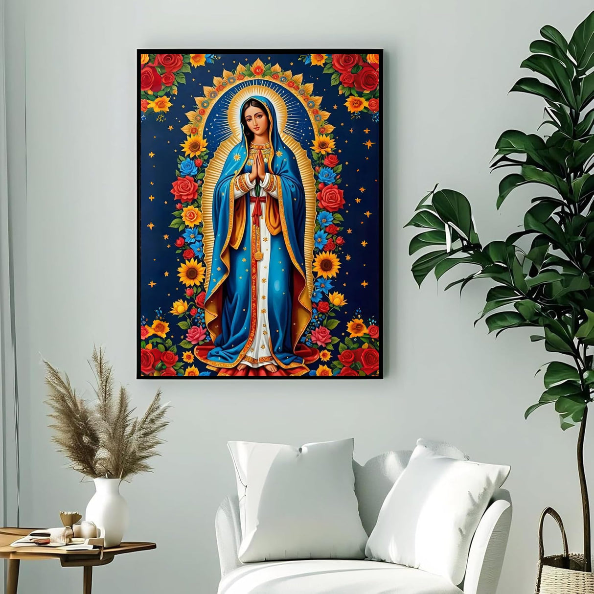 WGSMGL Virgin Mary Diamond Art Painting Kits for Adults, Religious 5D Diamond Painting for Beginners, DIY Full Drill Paint with Diamond, Home Wall Decor 12 x 16 Inch WGSMGL