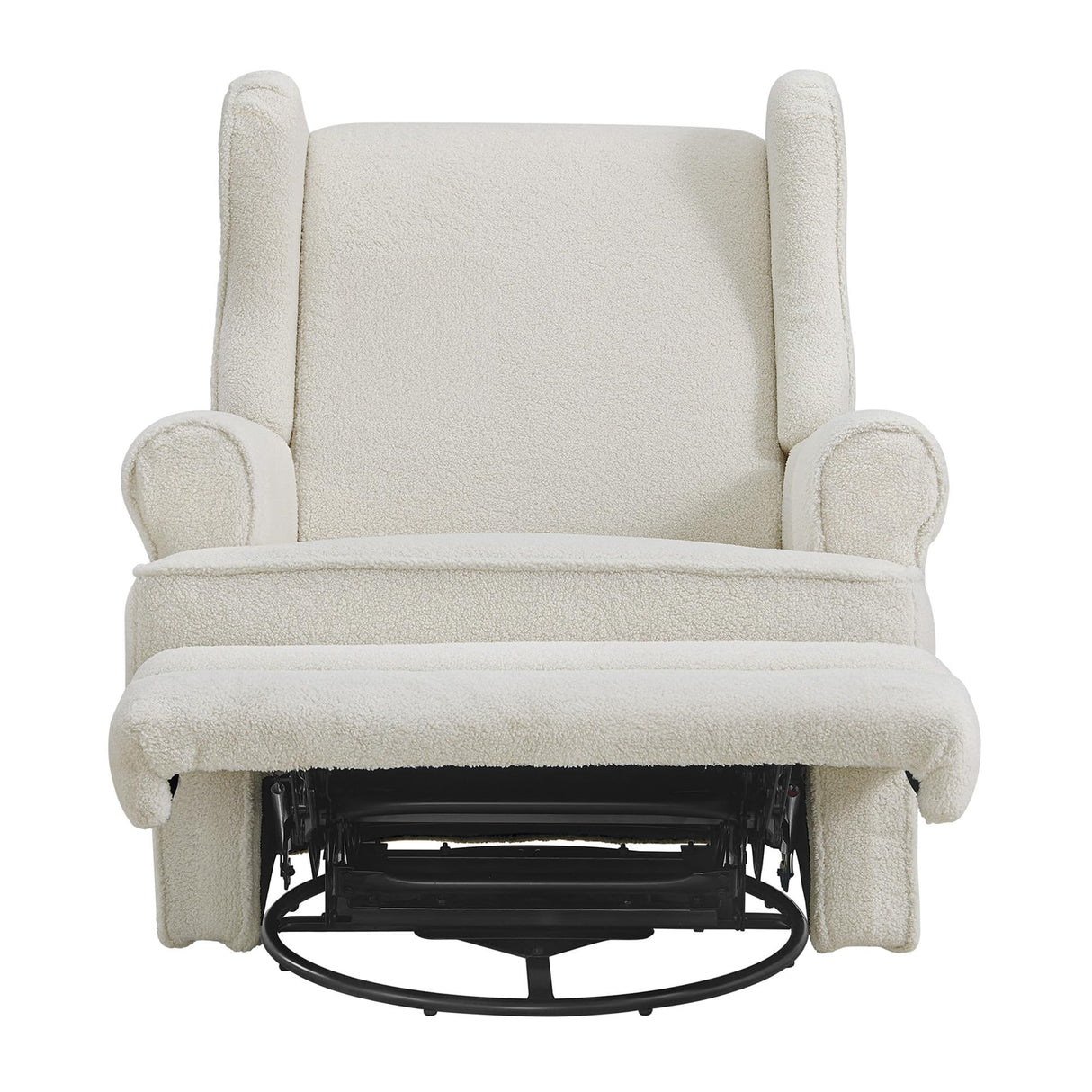 Oxford Baby Teegan Upholstered Swivel Glider & Recliner Nursery Chair, Boucle White Oxford Baby