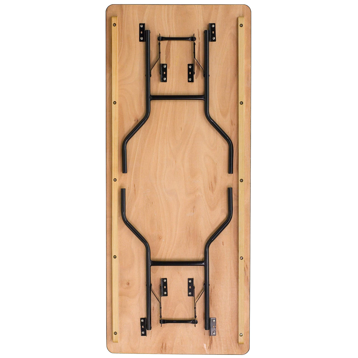 EMMA + OLIVER 6-Foot Rectangular Wood Folding Banquet Table with Clear Coated Finished Top EMMA + OLIVER