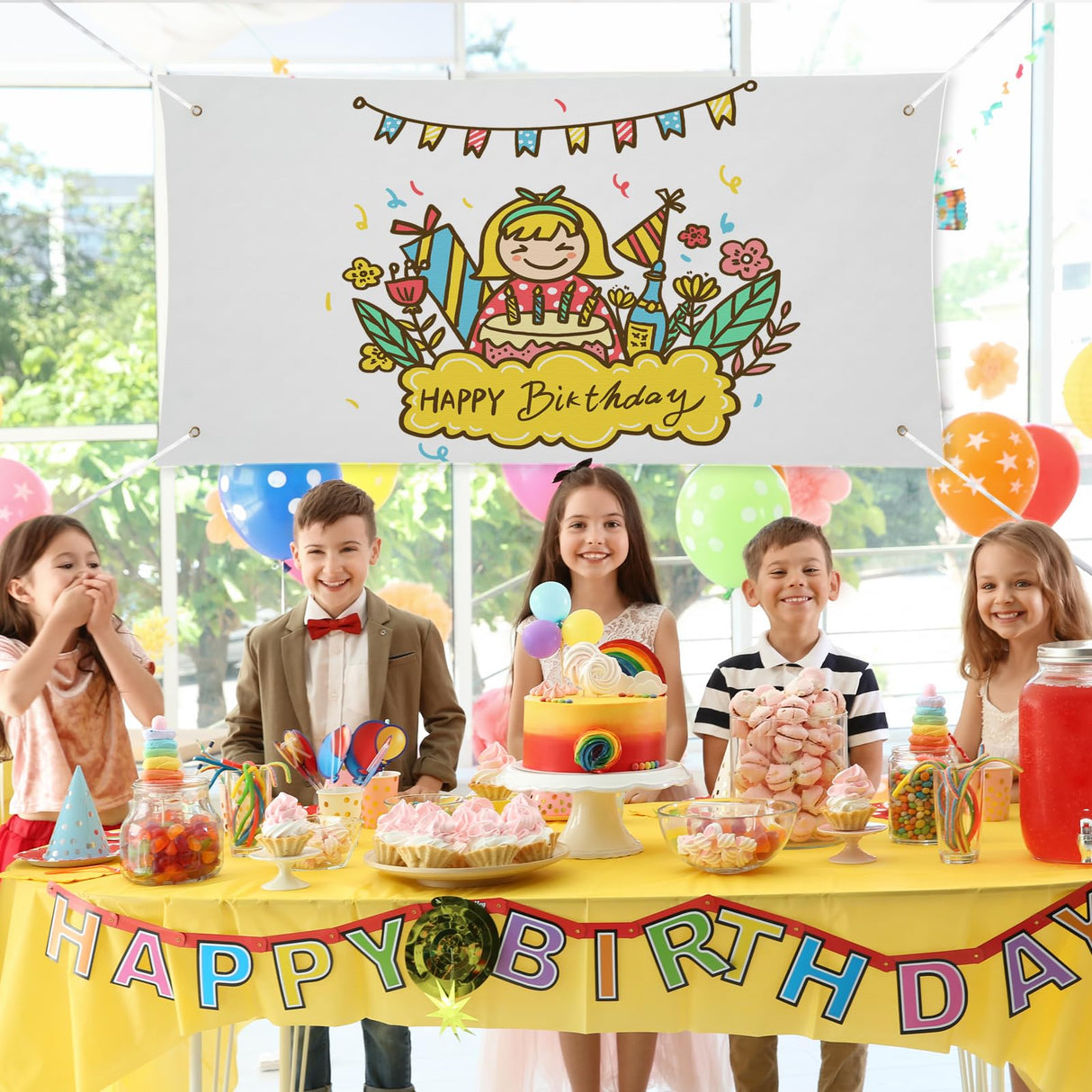 Large Banners Upgrage 300D Polyester Oxford Cloth Sublimation Banner with Hanging Rope Easy Hang Signs DIY Banner Signs for Wedding Birthday Parties Indoor Outdoor for Business Office 1.6 x 9.8 feet Tuhangcc