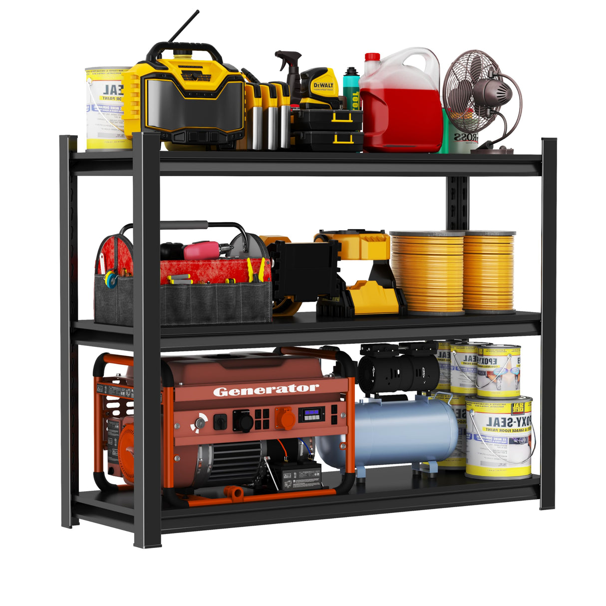 Beaunatixx Storage Shelves, Garage Metal Shelving Unit, Adjustable, Double-Layer Column with Reinforced Ribs, Heavy-Duty, Capable of Bearing 1800 lbs, Suitable for Garage, Warehouse, Kitchen Storage Beaunatixx