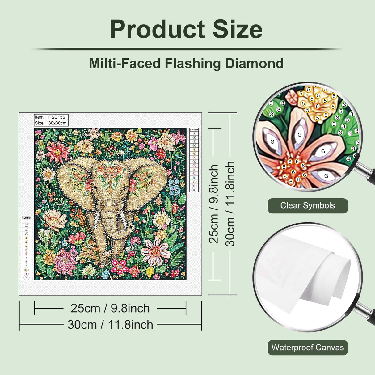 Anuver Diamond Painting Kits for Adults, Elephant 5D Special Shape Crystal Rhinestones Diamond Painting for Beginners, Diamond Art Kits for Home Wall Decoration, 12×12 Inch Anuver