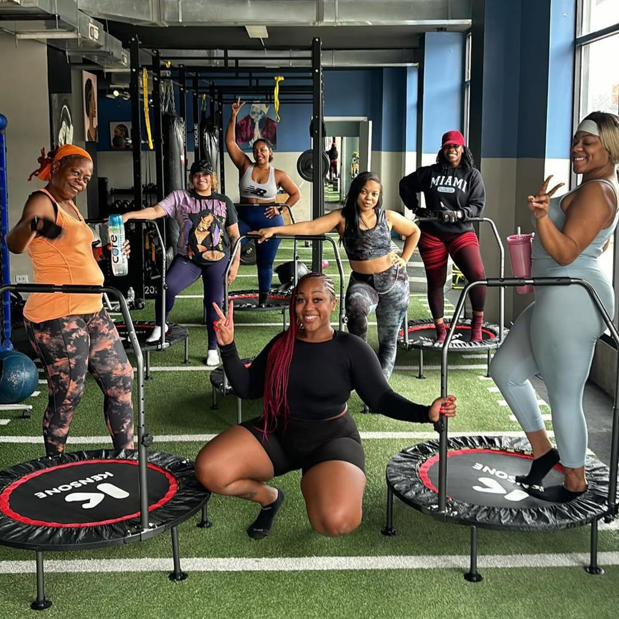 KENSONE 40" Foldable Mini Trampoline, Indoor Trampoline for Kids, Adults Indoor/Garden Workout, Fitness Rebounder with Adjustable Foam Handle, Max Load 330 lbs FREEDARE