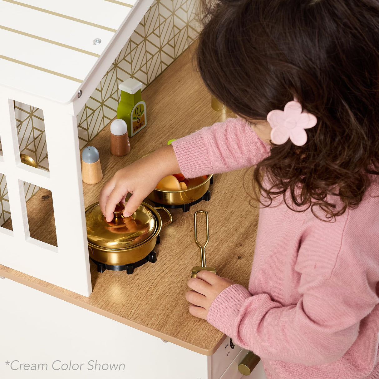 Best Choice Products Pretend Play Wooden Farmhouse Kitchen Set for Kids w/ Toy Storage, Clicking Knobs, Windows, 5 Accessories Included - Sage Best Choice Products