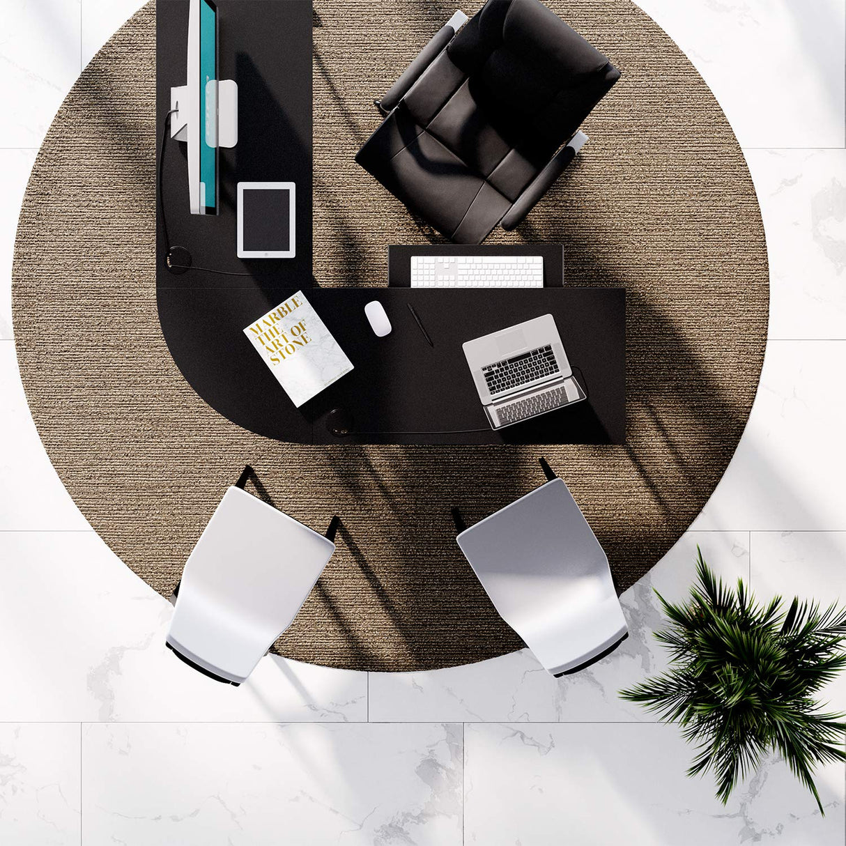 RIF6 L Shaped Modern Computer Home Office Gaming Desk with Keyboard Tray and Cable Management, Easy Assembly, Black RIF6