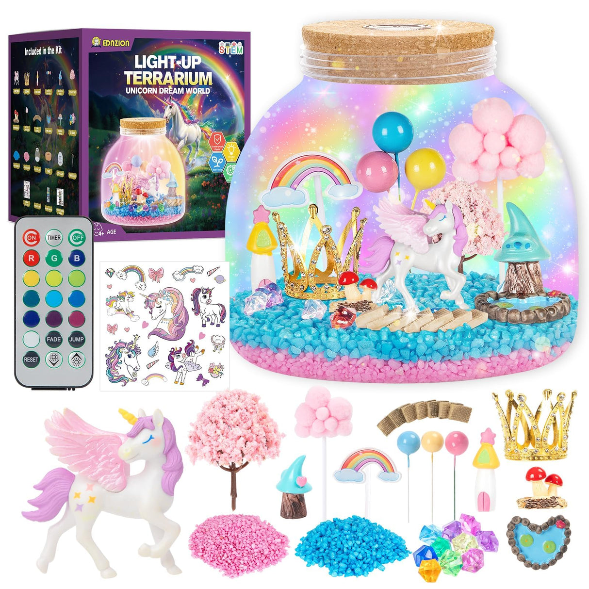 Unicorn Light Up Terrarium for Girls – DIY Garden Craft with LED | STEM Kit, Arts & Crafts Gift for Kids Ages 4-8 by Ednzion Ednzion